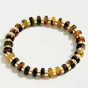 NWT J.CREW Womens Stretchy Mixed Disc Bracelet | Gold & Tortoiseshell